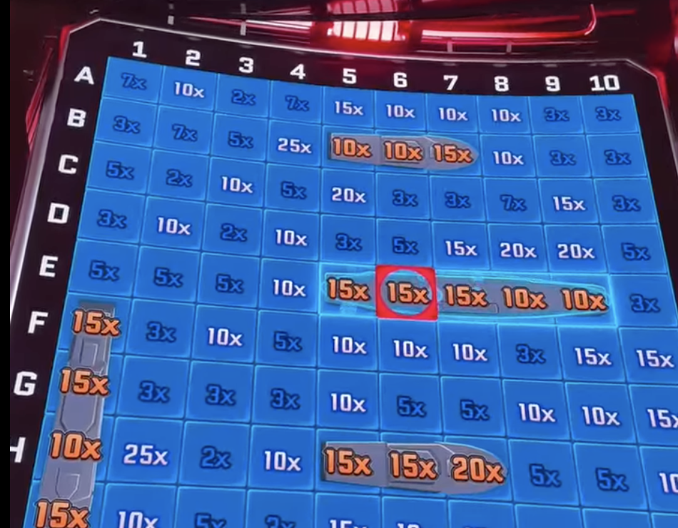 Интерфейс сетки Морской бой с системой координат